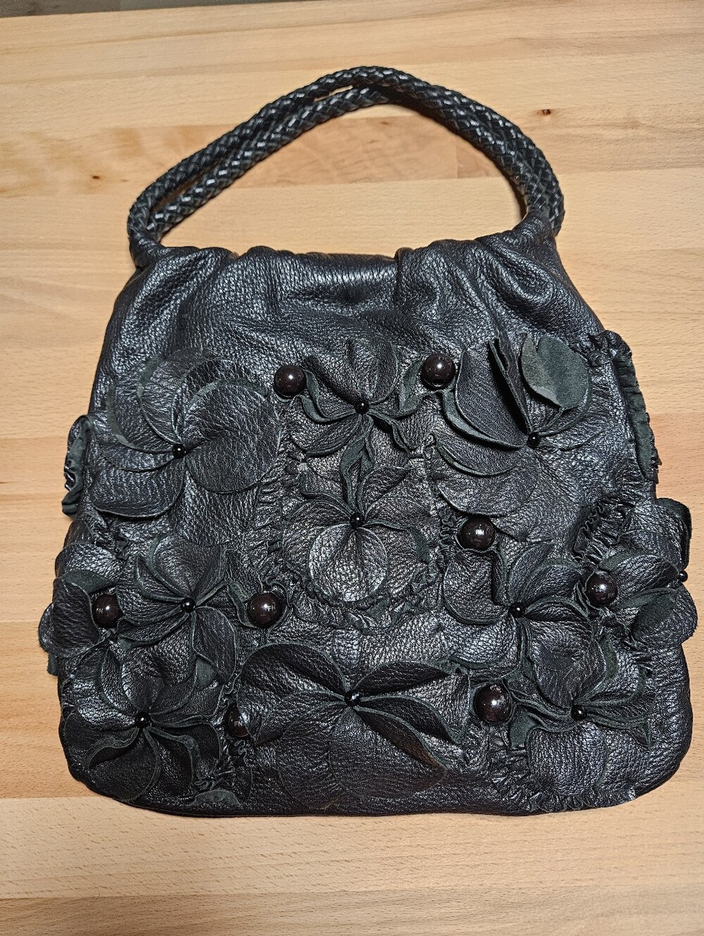 Saldarini 1882 Italian Leather Woven Floral Shoulder Bag